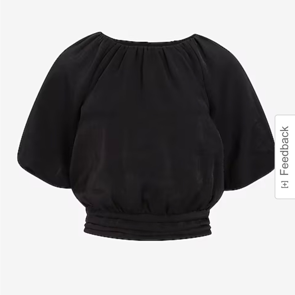 Large Express Gathered Neck Puff Sleeve Banded Bottom Top new - Picture 6 of 6